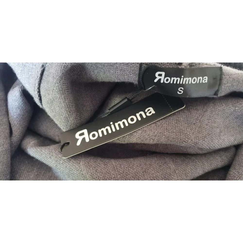 NWT ROMIMONA WOMEN'S BLACK GREY ZIPPER CLOSURE SWEATER TOP CARDIGAN SMALL - Picture 9 of 10